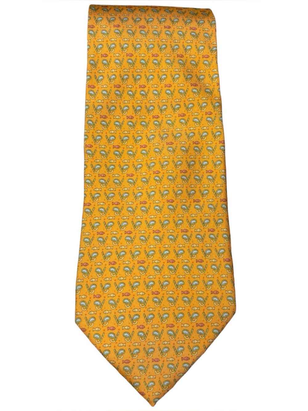 Salvatore Ferragamo Fish/Scuba Gear Print Silk Necktie
